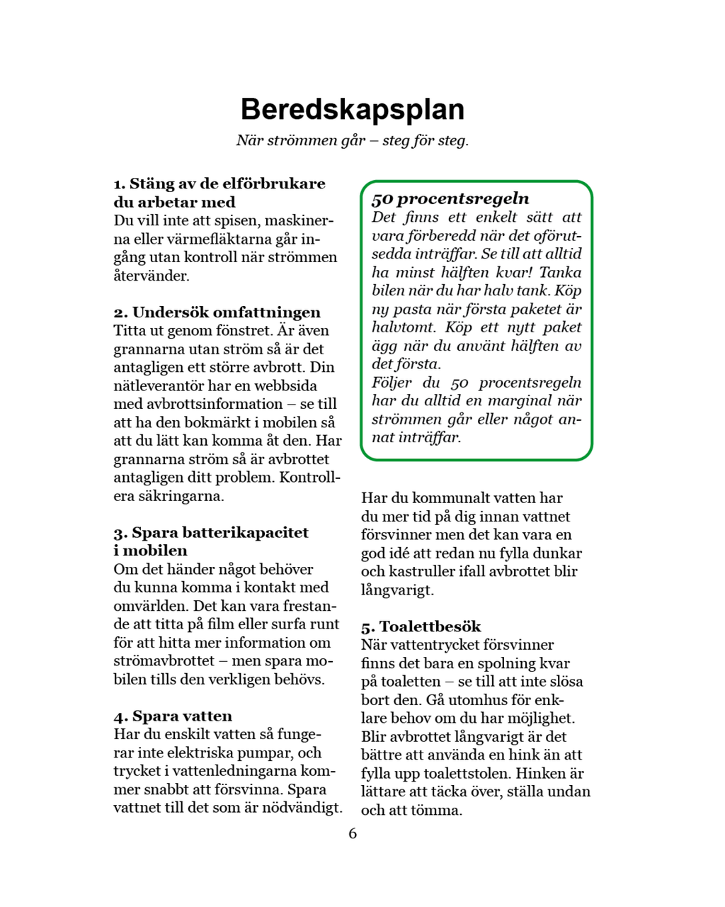 Kokbok för strömlösa